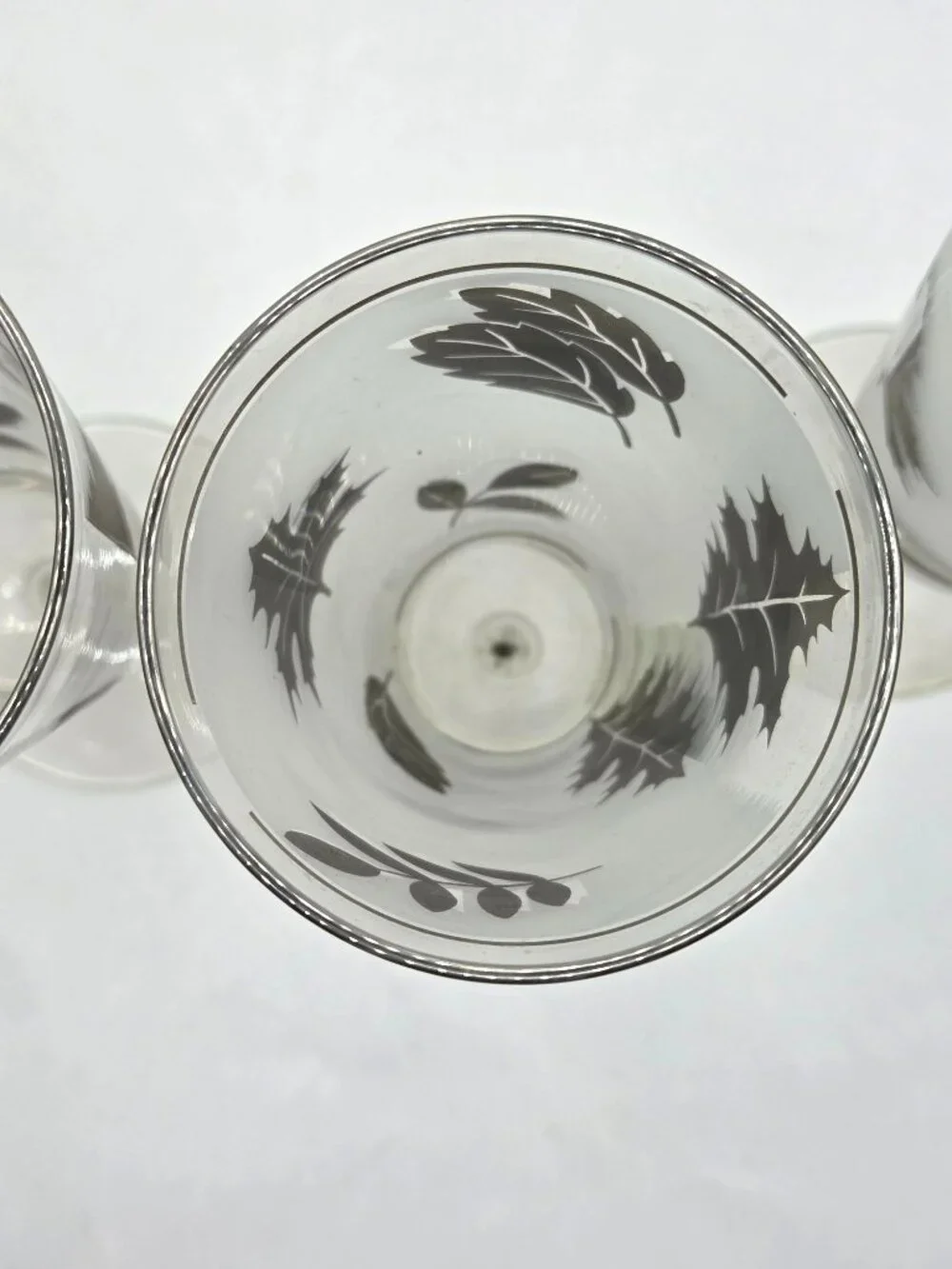 Vtg Libbey Silver Foliage Leaf Footed Pilsner Glasses Set Of 4 Frosted Champagne - Picture 8 of 12
